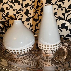 Set of 2 beautiful grey and rose gold vases